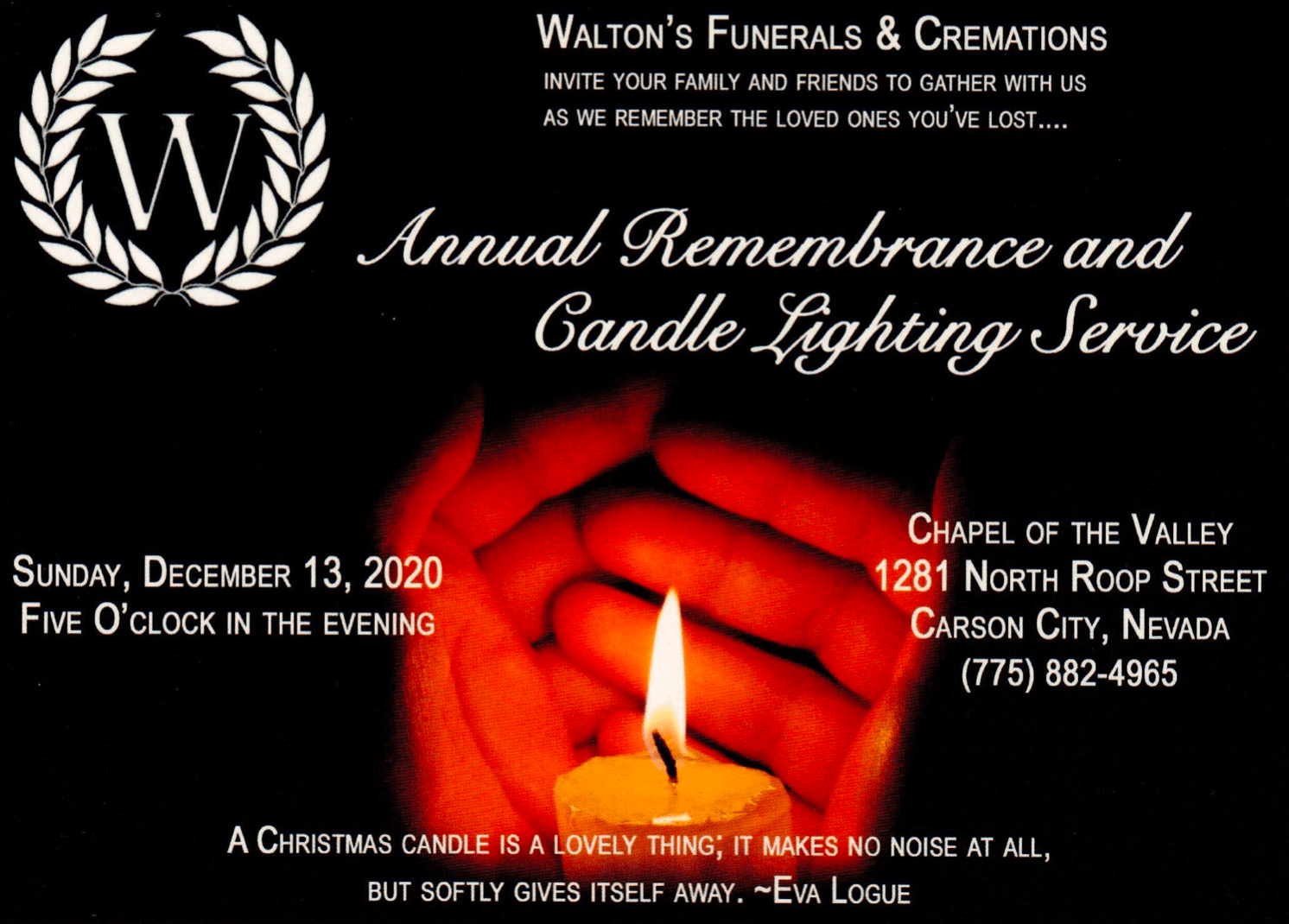 Annual Remembrance and Candlelight Ceremony - Walton's Funerals and